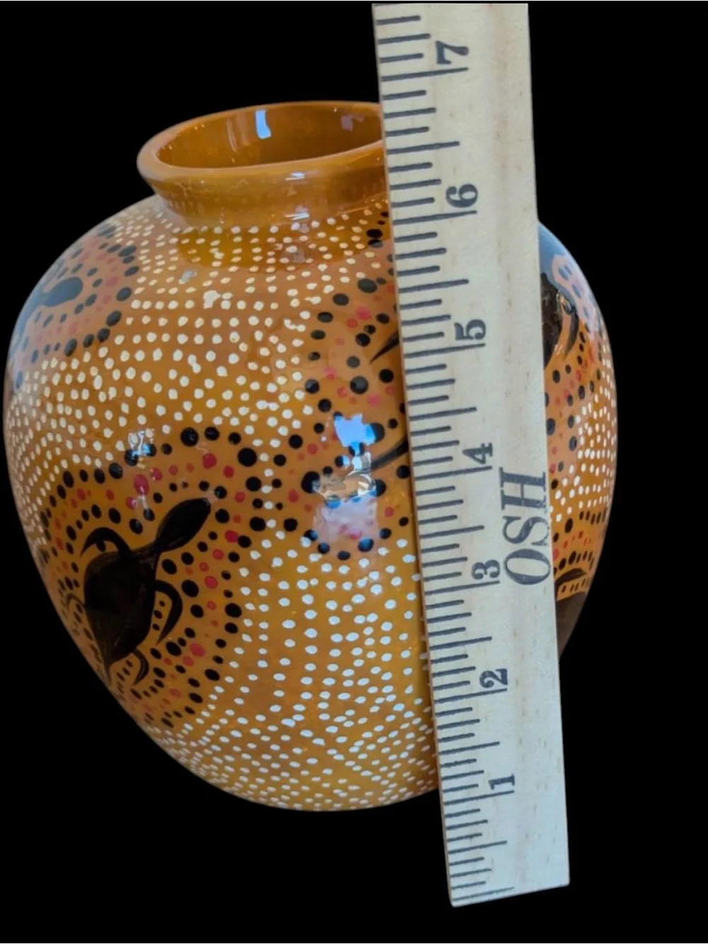 Vintage 2004 Australian Aboriginal Art Pottery Vase - Durahrwa Shed Designs